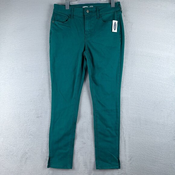 Old Navy Rockstar Super Skinny Jeans Ankle Slit Mid Rise Womens Aqua Blue Size 8 - Picture 1 of 13